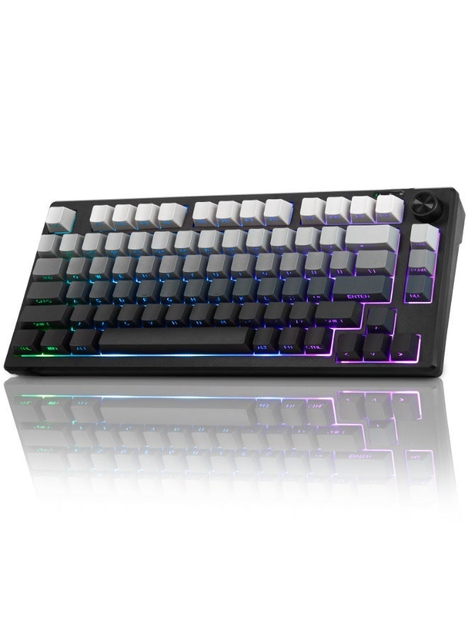 أوتشوانغ لوحة مفاتيح كبيرة IP81 للألعاب، لوحة مفاتيح سلكية ذات إضاءة RGB بحجم 75%، لوحة مفاتيح ممتصة للصدمات، مزودة بـ 81 مفتاحًا مقاومة للماء، مفاتيح هادئة، مع لوحة أرقام، وأغطية مفاتيح من مادة PBT، مثالية لمستخدمي ويندوز/ماك أو إس/أندرويد، لاعبي ألعاب الحاسوب - أبيض وأسود - Image 1