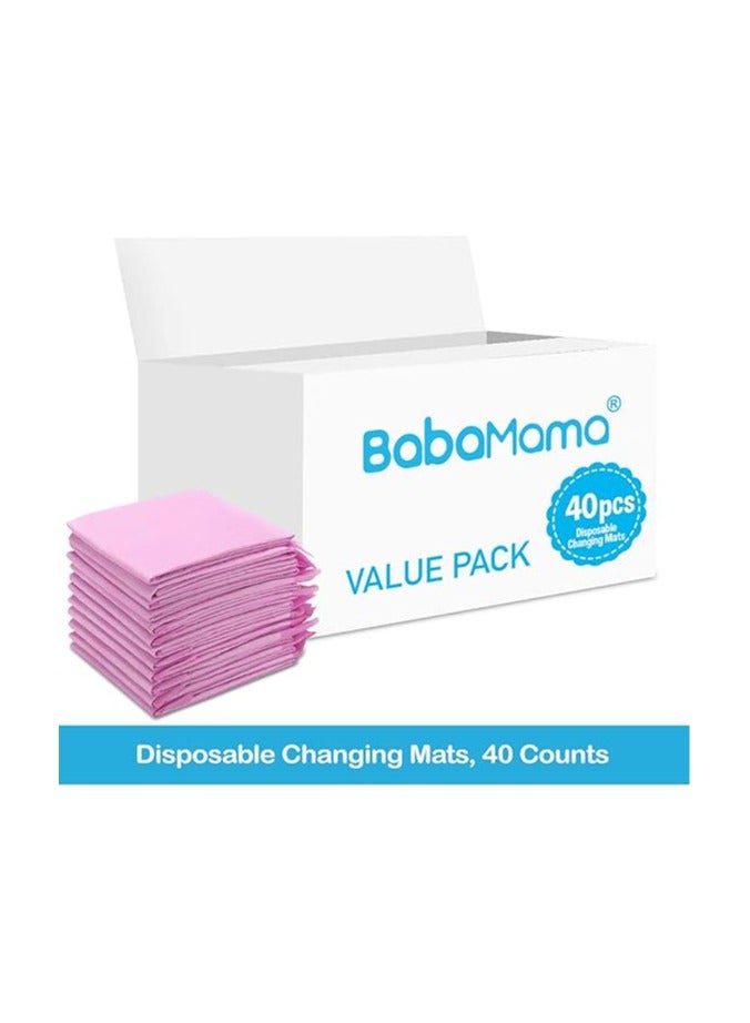 Babamama Disposable Changing Mats, 40 Counts, Soft Waterproof Mat, Portable Leak Proof Changing Mat, New Mom Leak-Proof Under pad, Mattress Table Protector Pad - Image 2