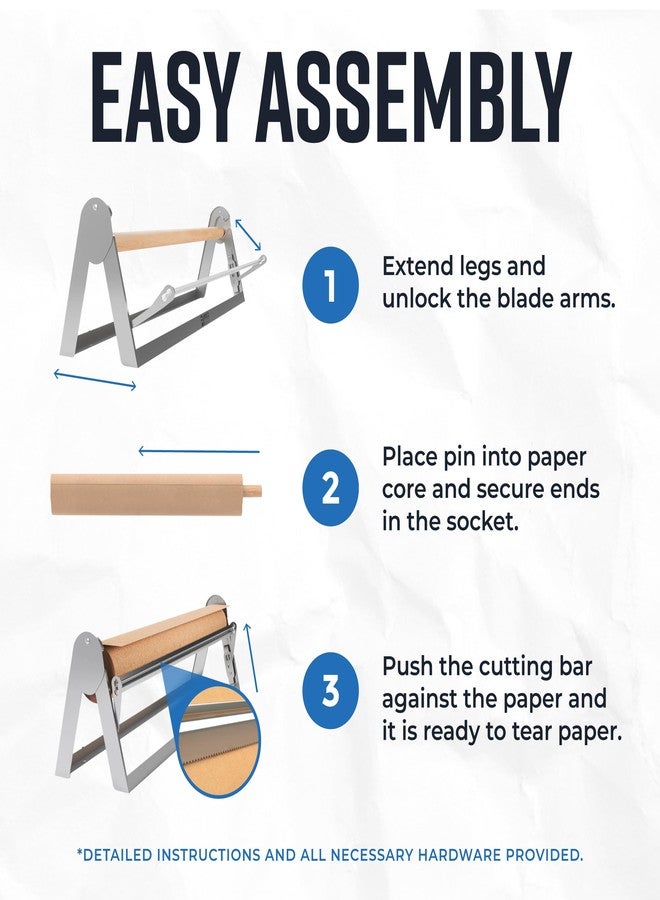 برايكو جودز موزع وقاطع لفائف ورق برايكو جودز مقاس 36 بوصة، قابل للتركيب على الحائط وسطح طاولة مانع للانزلاق، إطار فولاذي متين - حامل ورق كرافت، ورق جزارة، ورق تجميد، ورق تغليف - للمنزل، المكتب، المشاريع الحرفية - Image 5