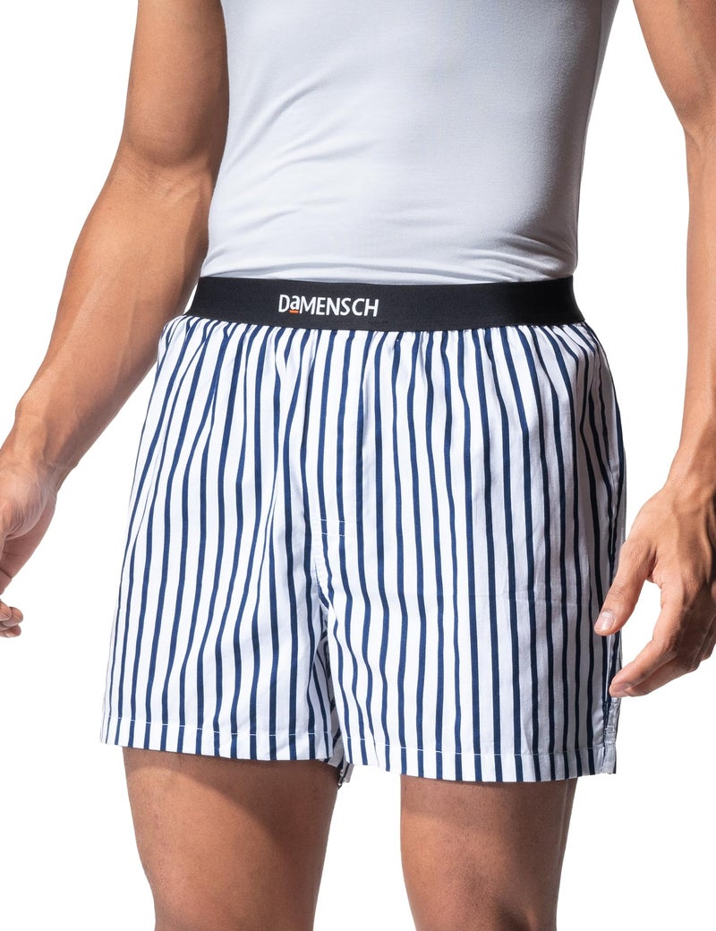 DAMENSCH Solid Breeeze Inner Boxers for Men, Ultra-Light Boxers, 100% Cotton Shorts Pant, Breathable Woven Inner Cotton Shorts for Men-Costa White-S - Image 1