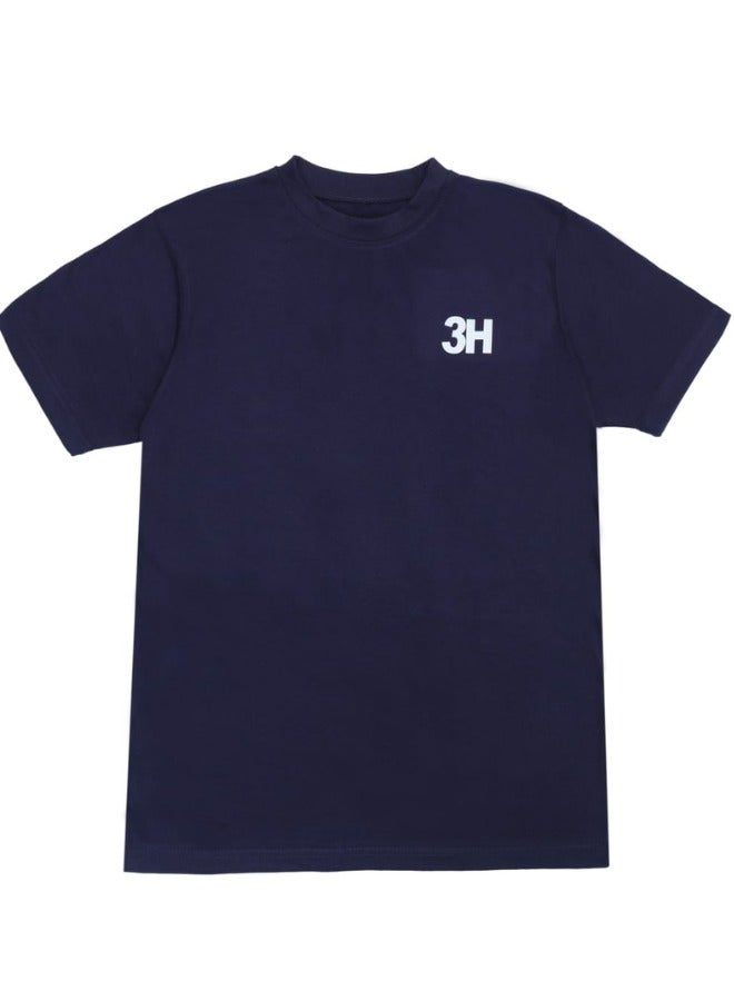 3H Men’s Performance T-Shirt Navy Blue Soft & Durable 52% Polyester / 48% Cotton Blend – Breathable, Moisture-Wicking Comfort for All-Day Wear. - Image 3