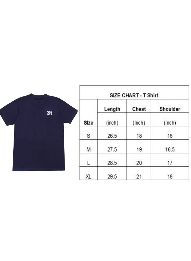 3H Men’s Performance T-Shirt Navy Blue Soft & Durable 52% Polyester / 48% Cotton Blend – Breathable, Moisture-Wicking Comfort for All-Day Wear. - Image 4