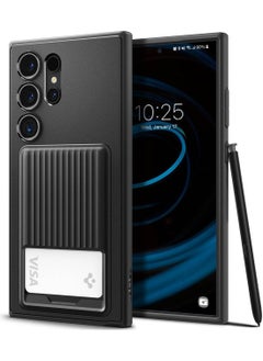 Spigen Liquid Slot for Samsung Galaxy S24 Ultra Case Cover Card Holder - Matte Black  - Image 1