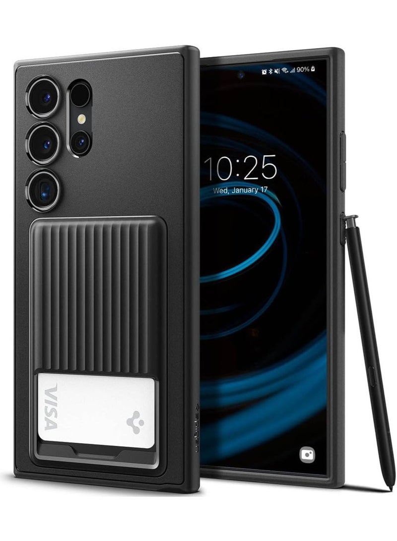 Spigen Liquid Slot for Samsung Galaxy S24 Ultra Case Cover Card Holder - Matte Black - Image 1
