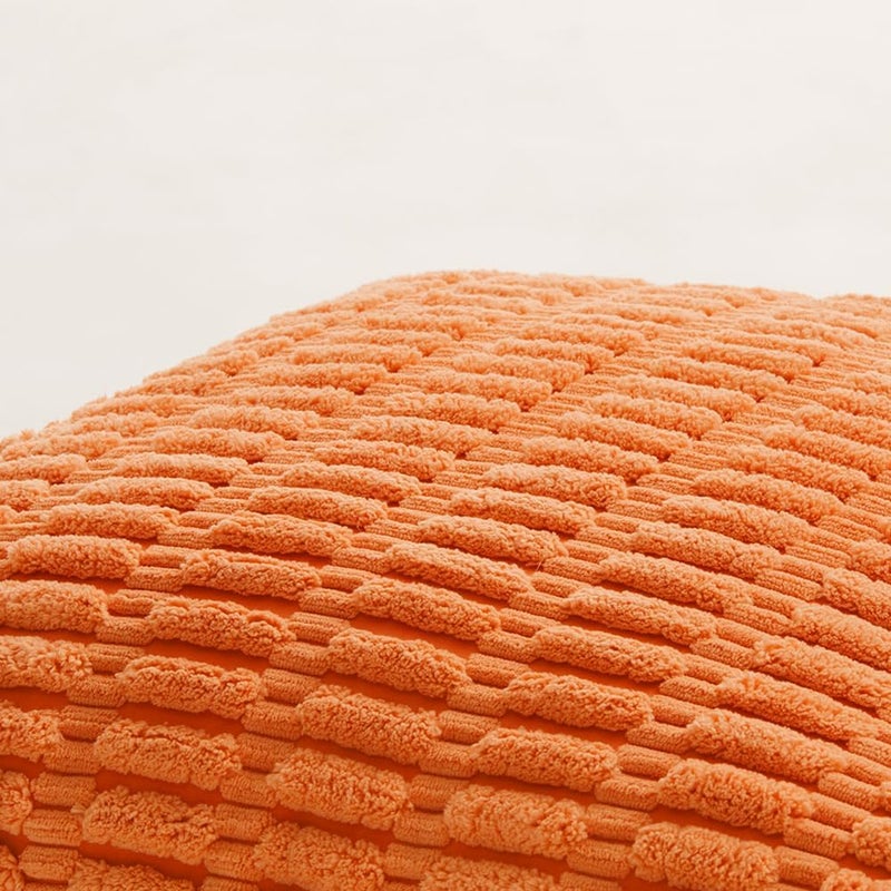 Fancy Homi 2 Packs Fall Burnt Orange Decorative Throw Pillow Covers 18x18 Inch for Living Room Couch Bed Sofa, Soft Striped Corduroy Square Cushion Case 45x45 cm, Rustic Farmhouse Boho Home Decor - Image 5