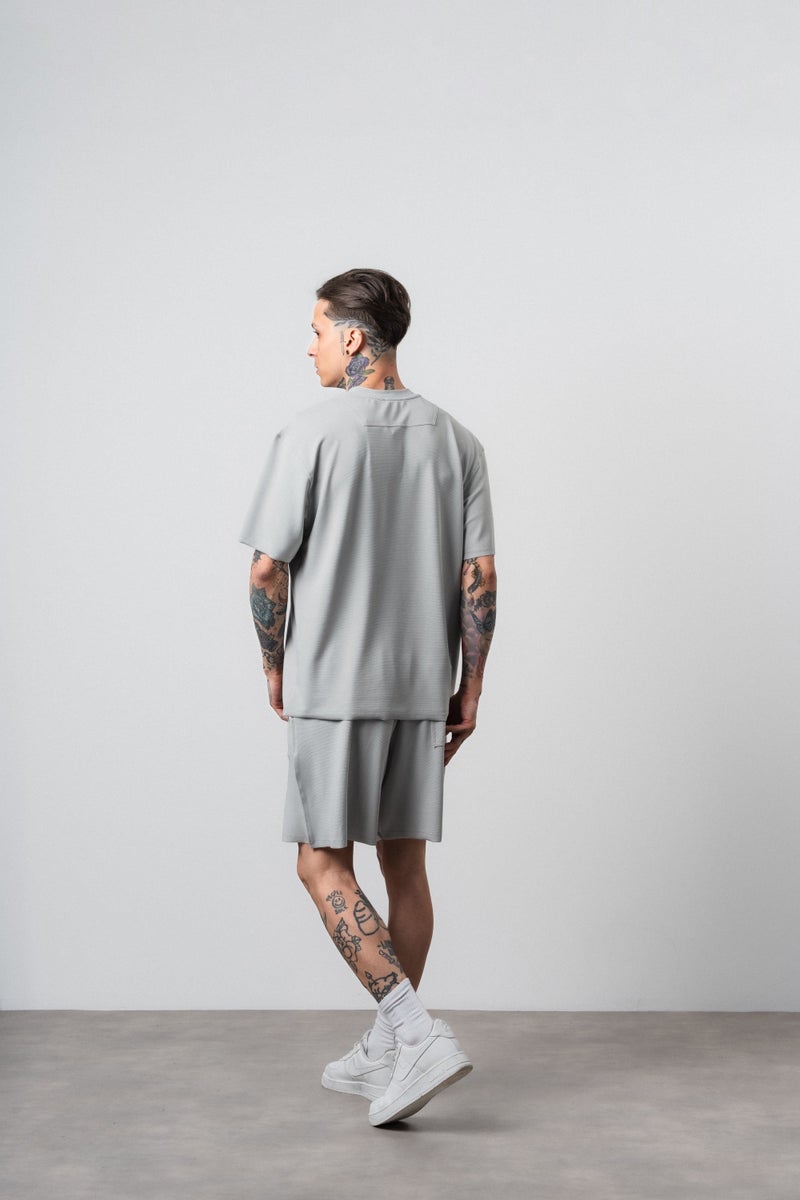 RESPIRE Men's Far From Basic Printed Regular Fit T-Shirt and Shorts Set, Grey - Image 4