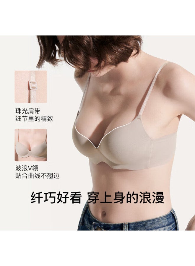 Ubras Push-up Bra Seamless Cup Lifting Bralette Wire-free Women's Underwear Sweet Almond C70