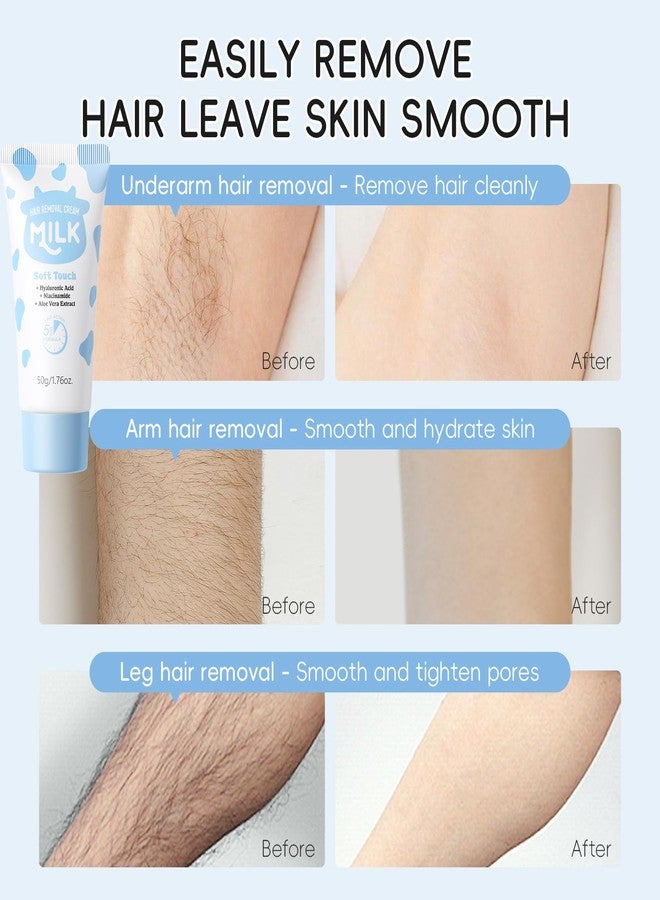 Deepmind Milk Hair Removal Cream & Body Lotion Set for Women and Men, Sensitive Skin Hair Removal Cream for Underarm, Arm, Back, Chest, and Legs, with Soothing Moisturizing Lotion, Suitable for All Skin Types - Image 4