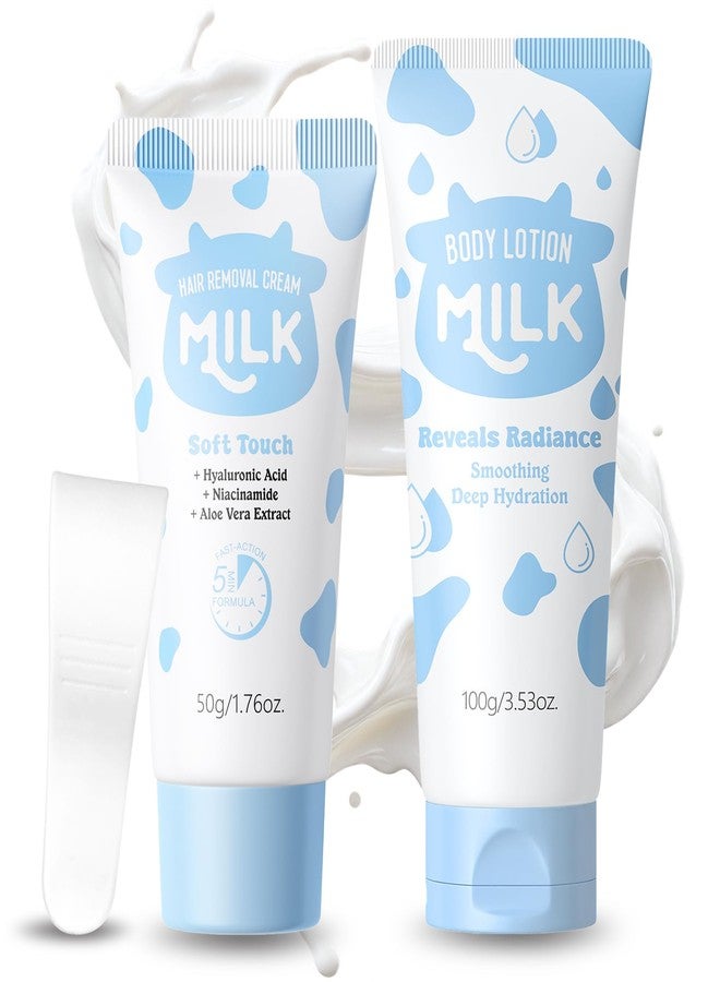 Deepmind Milk Hair Removal Cream & Body Lotion Set for Women and Men, Sensitive Skin Hair Removal Cream for Underarm, Arm, Back, Chest, and Legs, with Soothing Moisturizing Lotion, Suitable for All Skin Types - Image 1
