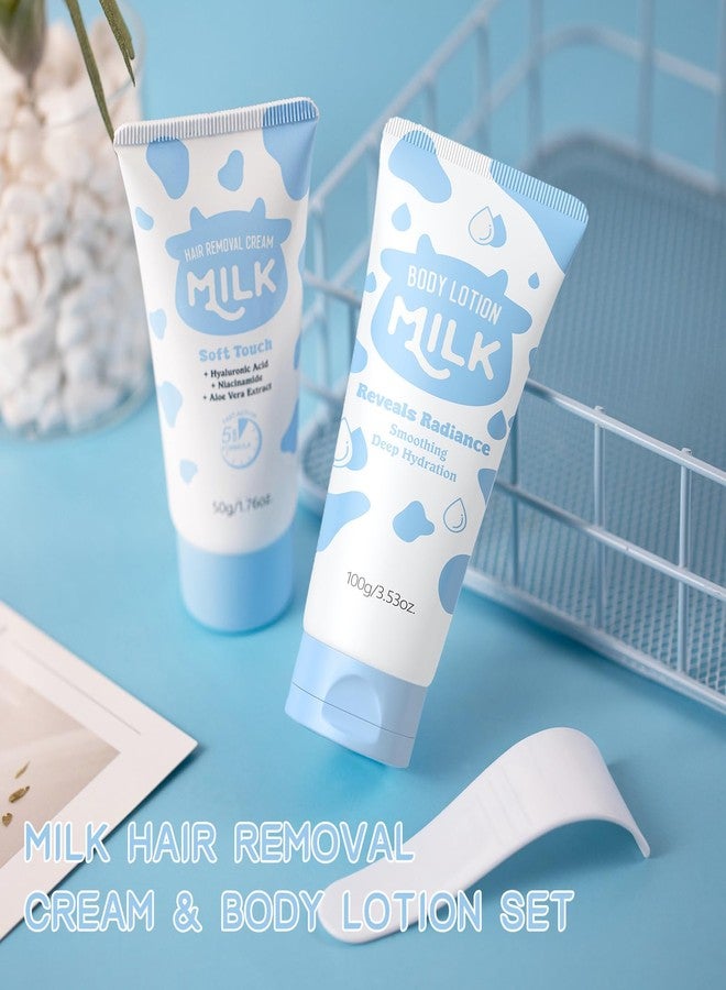 Deepmind Milk Hair Removal Cream & Body Lotion Set for Women and Men, Sensitive Skin Hair Removal Cream for Underarm, Arm, Back, Chest, and Legs, with Soothing Moisturizing Lotion, Suitable for All Skin Types - Image 2