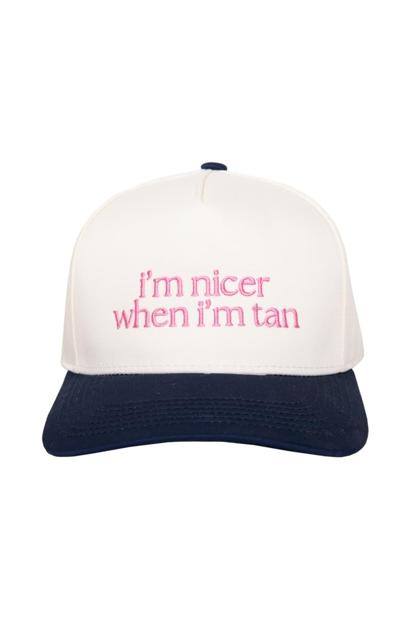 KATYDID Iâ€™m Nicer When Iâ€™m Tan Vintage Hat - Two-Toned Trucker Hat - Embroidered Vintage Baseball Cap for Women - Snapback - Image 1