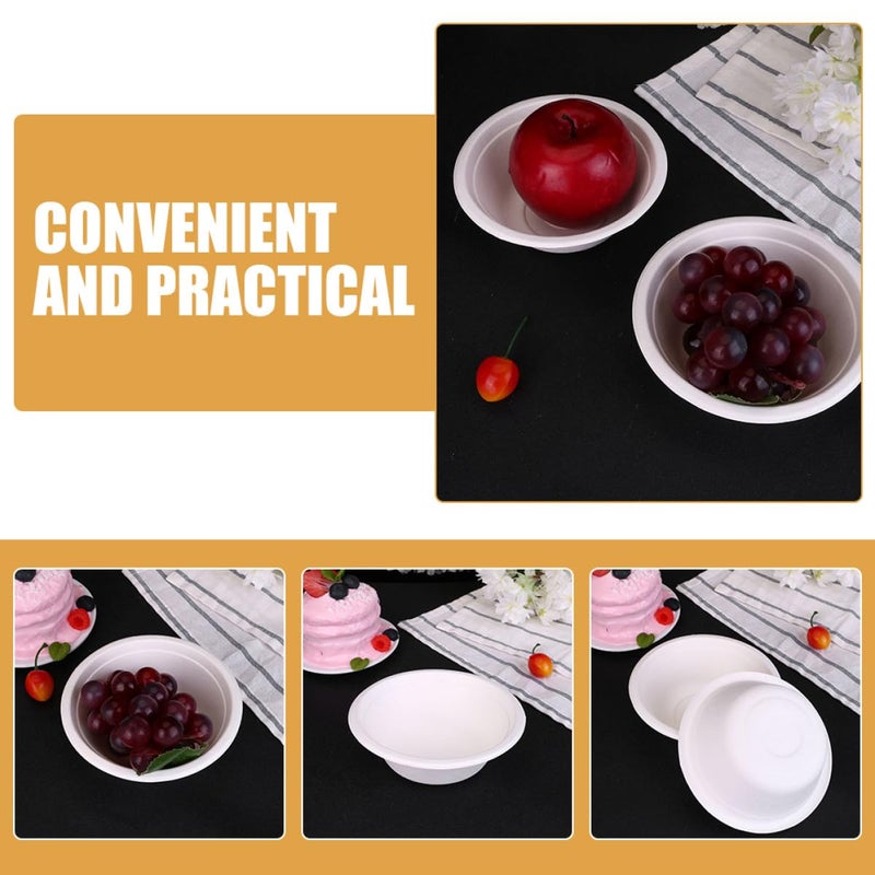 Biodegradable Pulp Soup Bowls 500ml 100pcs Disposable For Takeaway Camping Bbq Serving - Image 5