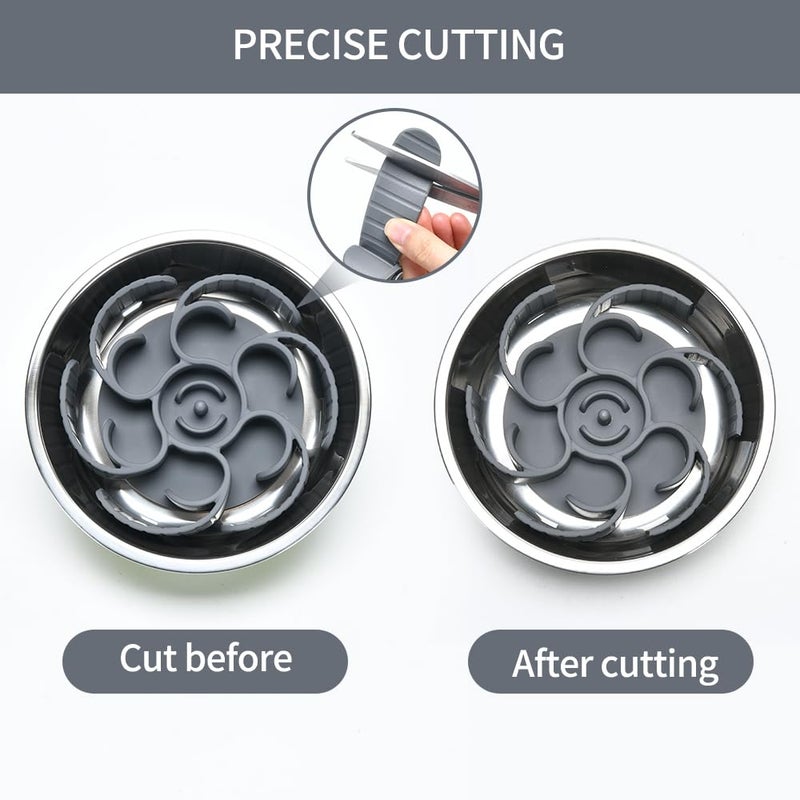 XIAOZHIHUI Slow Feeder Dog Bowls Insert,Third Generation upgradedSuper Firm Eating Bowlï¼ˆCuttableï¼‰ for Large Breed and Medium Small Size Compatible with Regular Elevated Metal Glass Dog Bowl (Gray) - Image 5