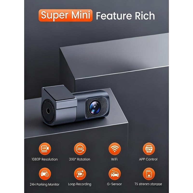 1080P WiFi Dashcam Front Camera Black With Parking Monitor Night Vision 145 Degree Wide Angle WDR App Control G Sensor Easy Installation - Image 5