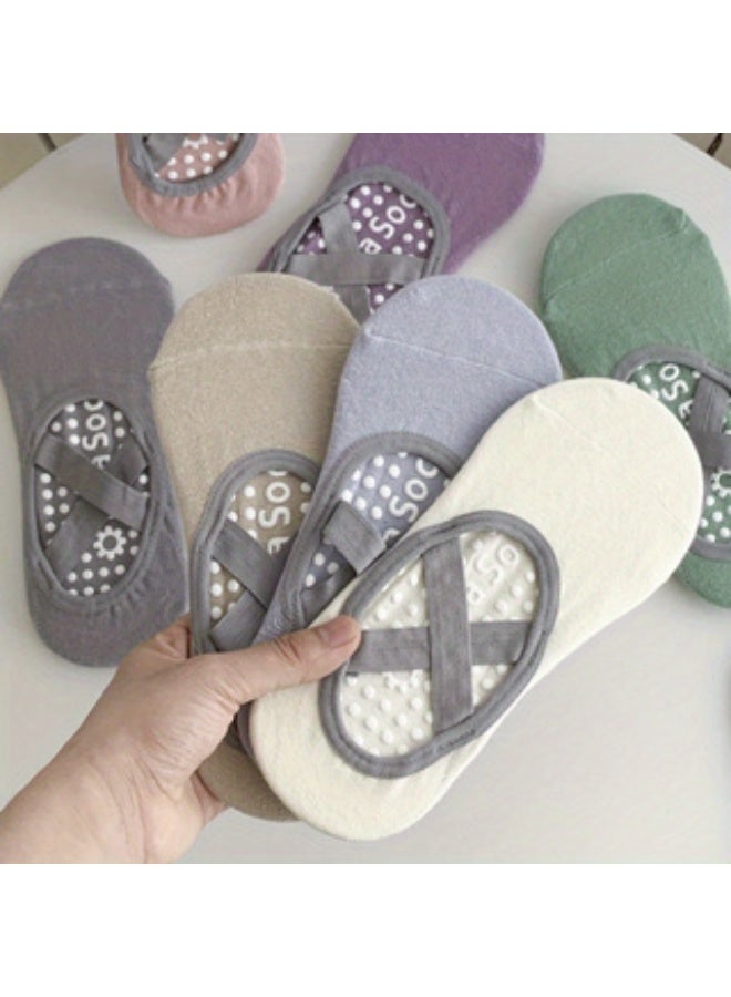 جوارب يوجا نسائية رياضية مضادة للانزلاق مع أربطة متقاطعة، قابلة للتهوية ومريحة، مقاس واحد مرن، سيليكون ممتلئ مضاد للانزلاق، يمتص العرق وعصري وغير قابل للسقوط بسهولة، مناسبة للبيلاتس والباليه وجوارب الرقص الداخلية - Image 3