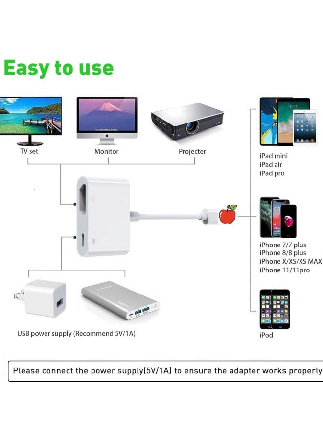 Suitable For Apple Mobile Phone To TV Screen Conversion Cable Lightning To HDMI HD With The Same Screen Line Free Of Power Supply-Color:Free Power Supply White 【bare Metal】 - Image 5
