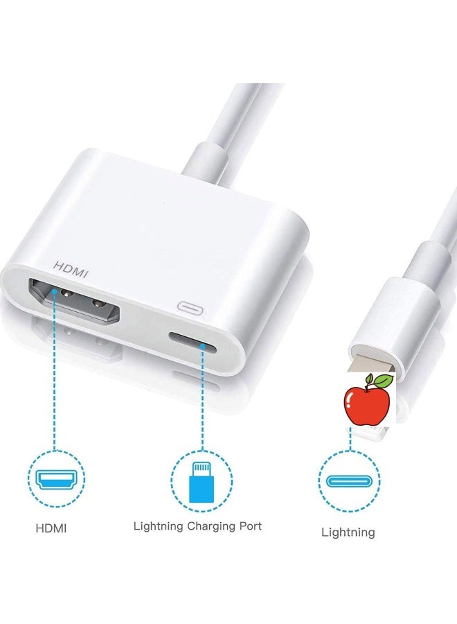 Suitable For Apple Mobile Phone To TV Screen Conversion Cable Lightning To HDMI HD With The Same Screen Line Free Of Power Supply-Color:Free Power Supply White 【bare Metal】 - Image 3