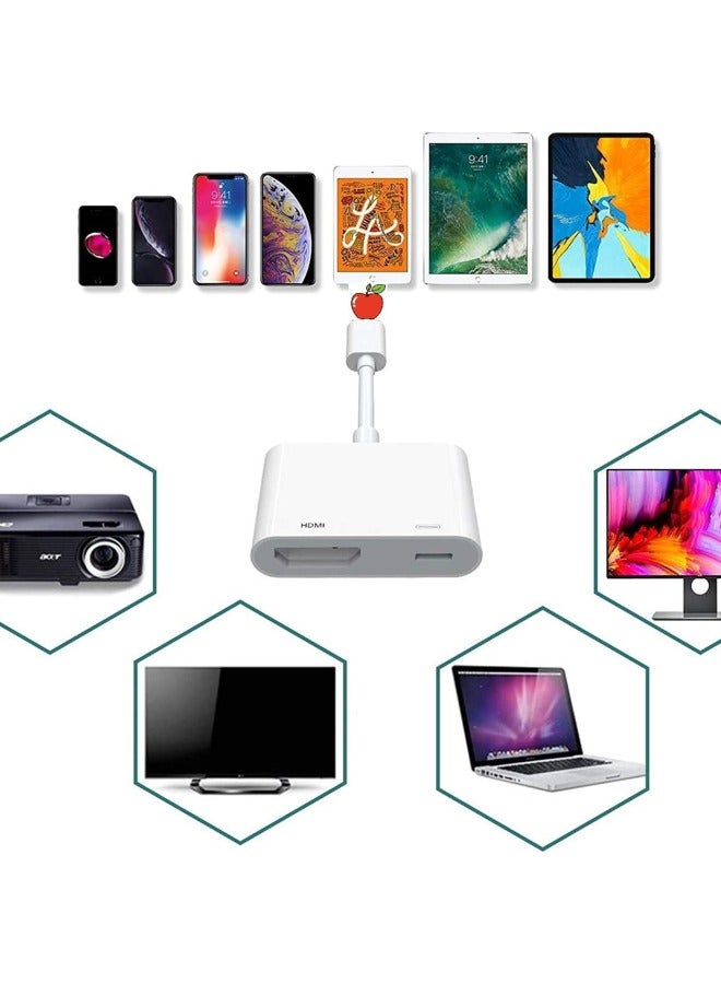 Suitable For Apple Mobile Phone To TV Screen Conversion Cable Lightning To HDMI HD With The Same Screen Line Free Of Power Supply-Color:Free Power Supply White 【bare Metal】 - Image 4