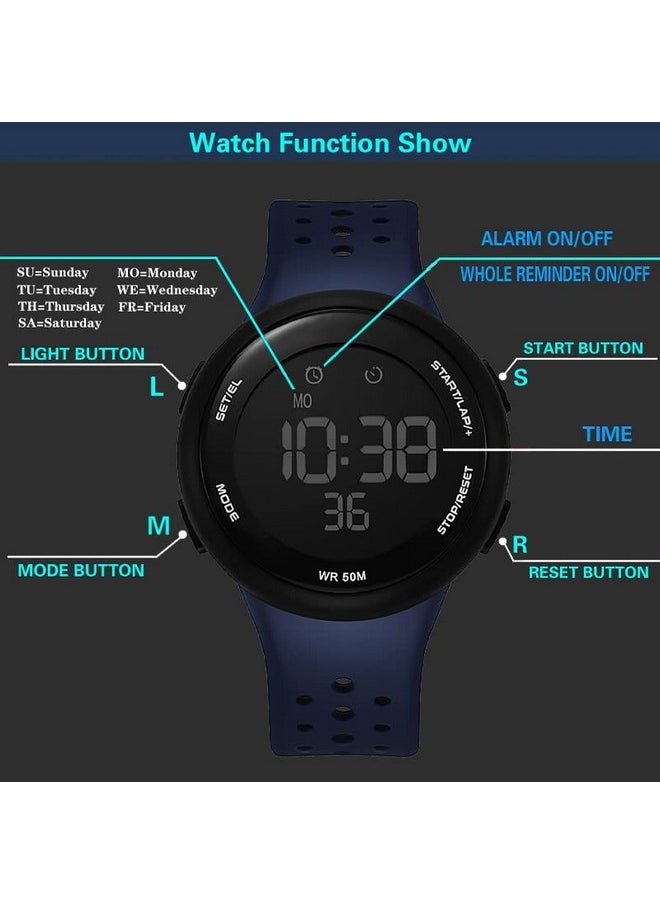 شوكنشوب ساعة Shocknshop الرياضية الرقمية متعددة الوظائف بمينا سوداء للرجال والأولاد - WCH79 (أزرق)  - Image 5