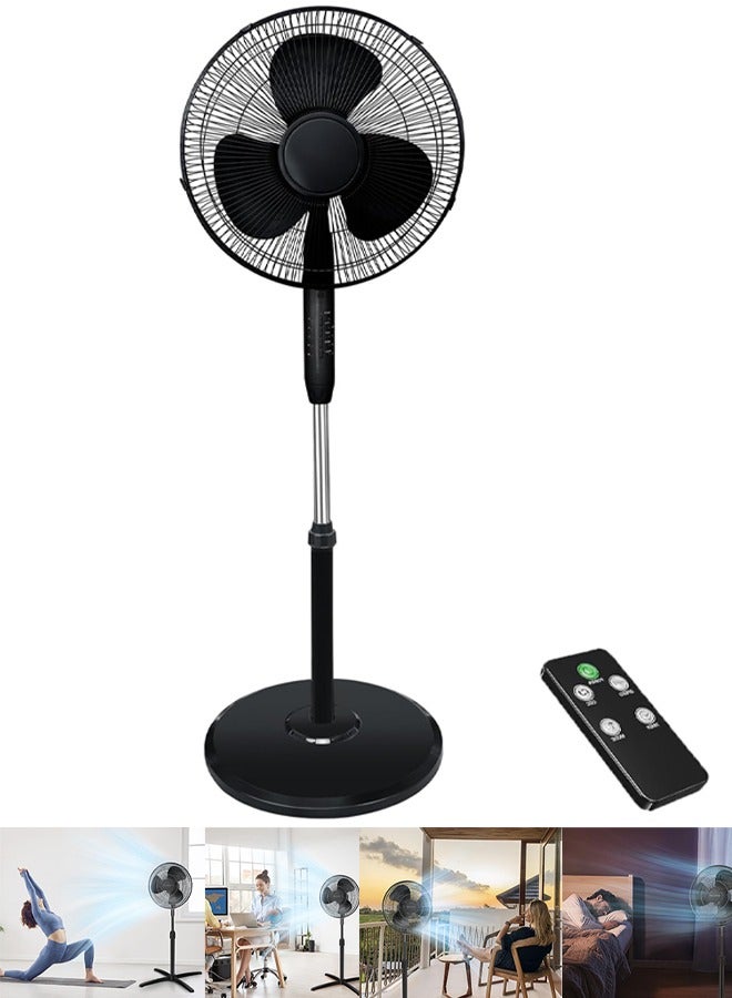 6 inch Oscillating Pedestal Fan Standing Floor Fan with Remote Contral Adjustable Height Timer 3 Speeds 3 Modes 90-Degree Oscillating Standing Fan for Bedroom Living Room Office & Dorm (B-Black)  - Image 1