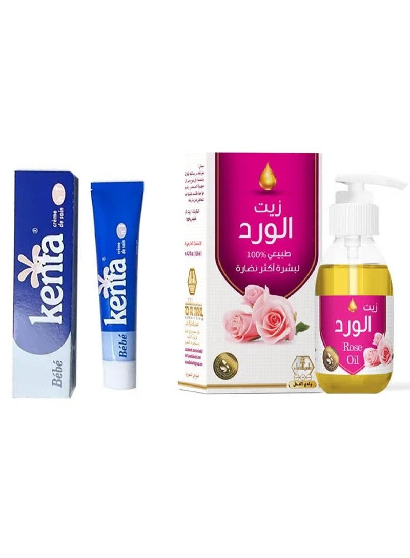 مجموعة تفتيح طبيعية زيت الورد من وادي النحل  125 مل + كريم كينتا 30 جم