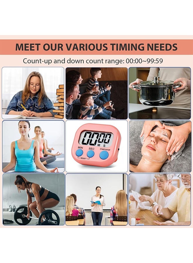 4 Pcs Digital Timer, Minute Cooking Timer, Classroom Timer, 4 Color Magnetic Time Timer Alarm Clock for Kitchen Cooking Classroom Gym Study Teeth Cleaning Kids Children (Not Including Battery) - Image 3
