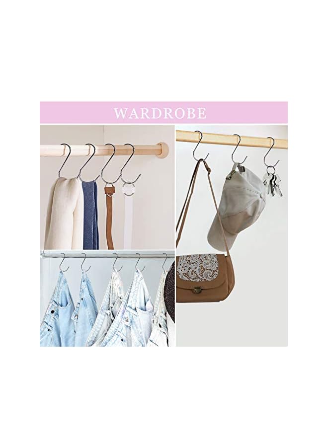 PROMASS promass Stainless Steel S Hooks Multi-functional 4 Inch Metal Hanging Hooks with Ball End for Spoons, Pans, Towels, Suitable for Kitchen, Bathroom, Office 20 Pieces (Silver)  - Image 4