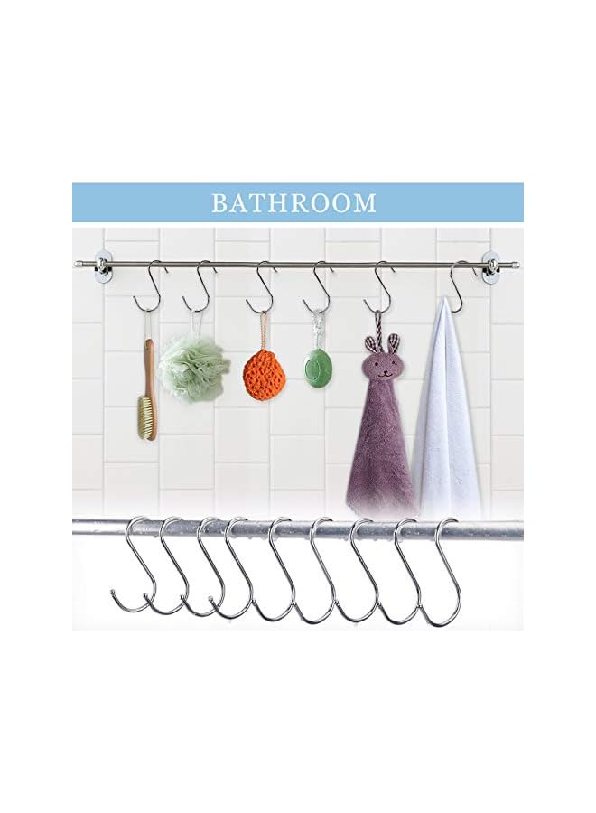 PROMASS promass Stainless Steel S Hooks Multi-functional 4 Inch Metal Hanging Hooks with Ball End for Spoons, Pans, Towels, Suitable for Kitchen, Bathroom, Office 20 Pieces (Silver)  - Image 3