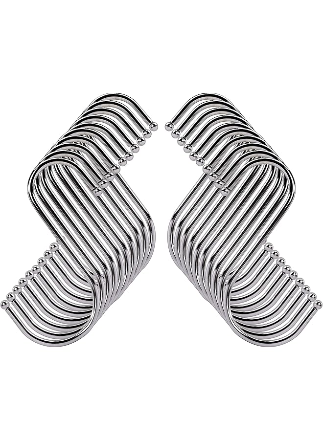 PROMASS promass Stainless Steel S Hooks Multi-functional 4 Inch Metal Hanging Hooks with Ball End for Spoons, Pans, Towels, Suitable for Kitchen, Bathroom, Office 20 Pieces (Silver)  - Image 1