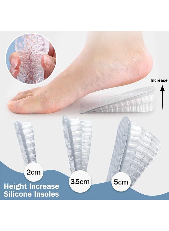 HY Height Increase Heel Pad Gel Height Increase Insole, Invisible Heel Lift Inserts, 3-Layer 5cm Gel Adjustable Shoe Insert Lift for Men and Women (1 Pair, Gray) - Image 3