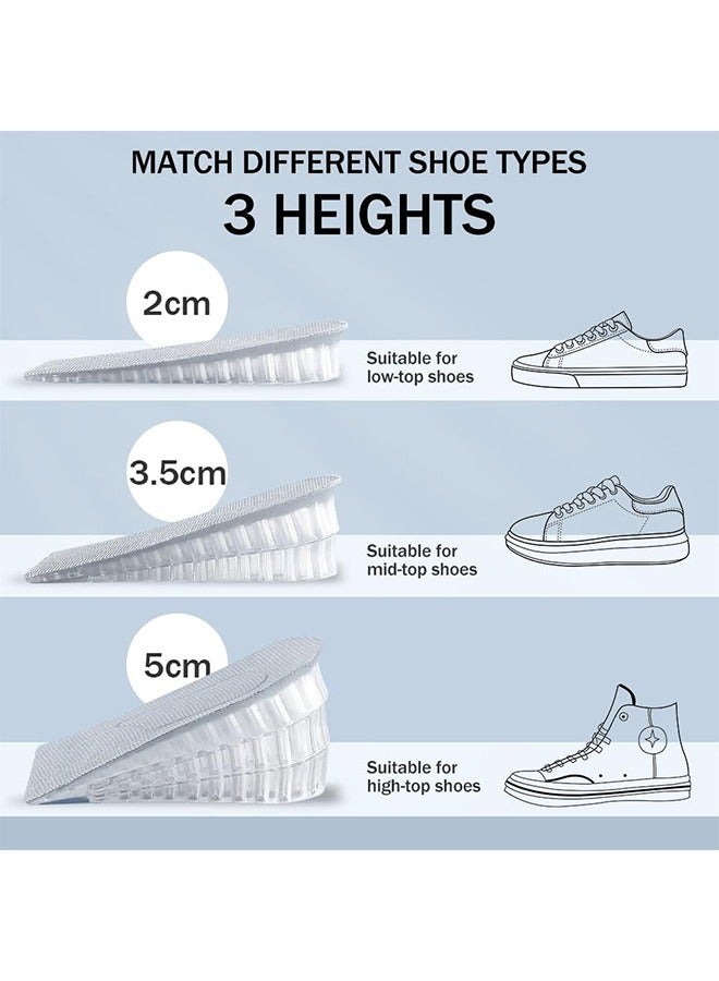 HY Height Increase Heel Pad Gel Height Increase Insole, Invisible Heel Lift Inserts, 3-Layer 5cm Gel Adjustable Shoe Insert Lift for Men and Women (1 Pair, Gray) - Image 4