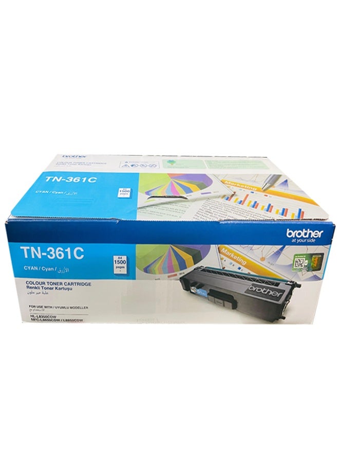 brother Toner Cartridge, TN-361C, 1500 Pages Cyan - Image 1