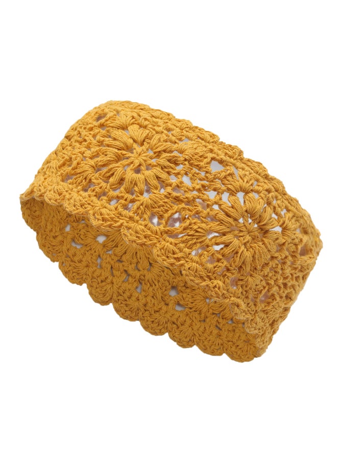 ZLYC Women Headband Handmade Crochet Knit Boho Flower Hair Bands Crochet Yellow - Image 2