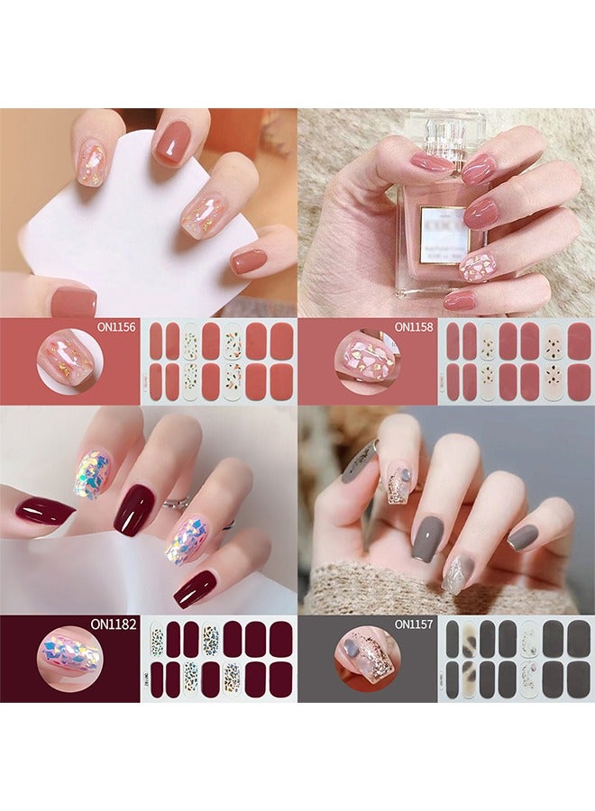 NIBEMINENT 56 Pieces False Nails Set,Diy Manicure Nail Salon Varnish Nail Art，Nail Patches，Full Coverage Nail Stickers，Fake Nails - Image 1