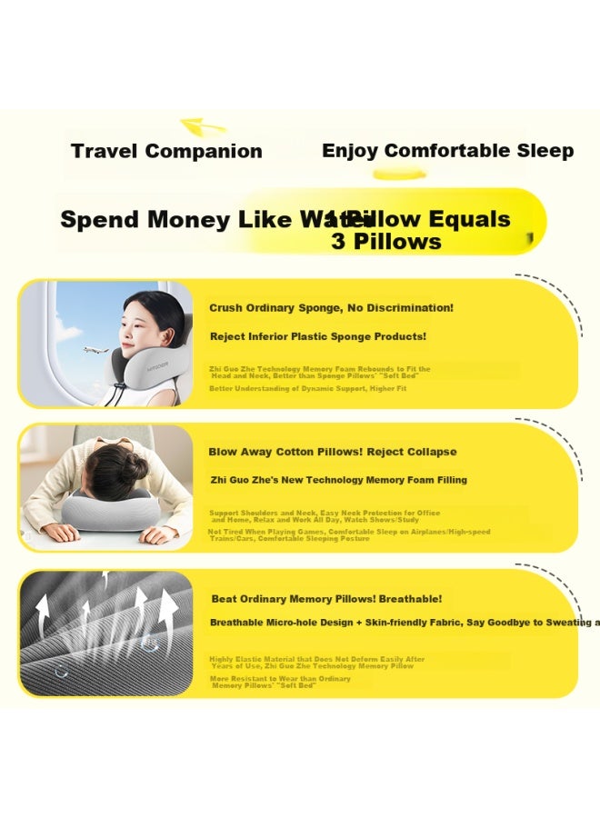 Witgoer U-shaped Neck Pillow, U-shaped Car And Airplane Headrest, High-speed Rail Travel Pillow, Portable And Collapsible, Nap Aid - Image 3