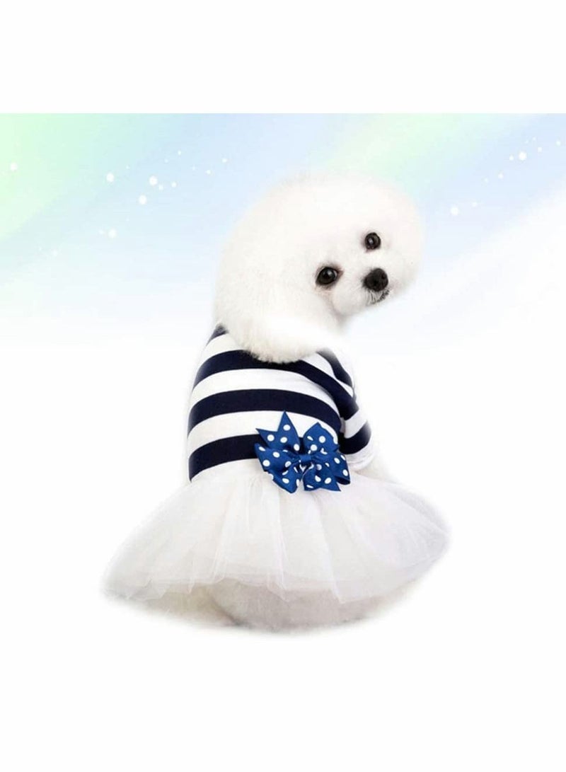 Y&D Small Dog Dresses, Cute Pet Puppy Tutu Dress Bow Tulle Skirt Stripe Print Clothes Costume Apparel Supplies  - Image 3