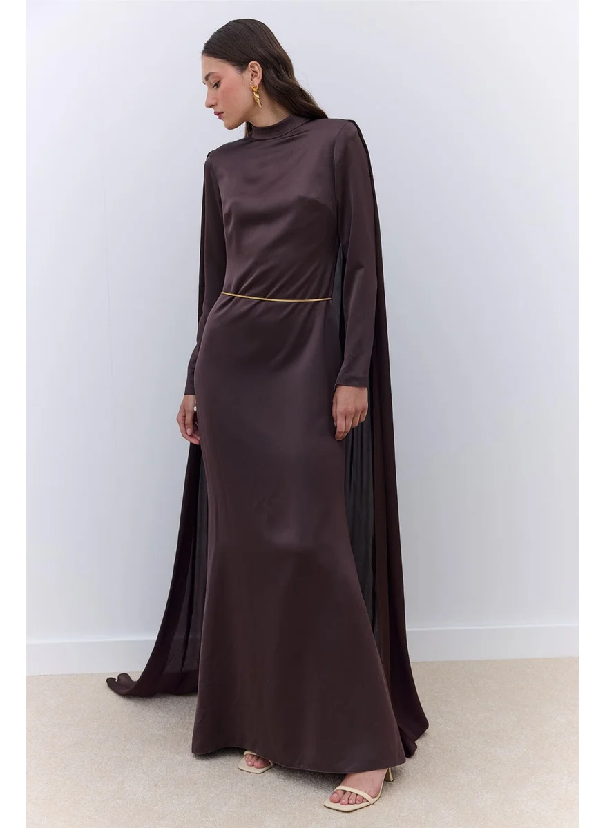 Manuka Cape Evening Dress Brown