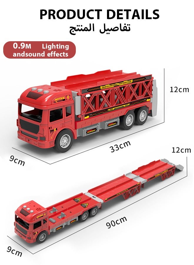 Racing track toy truck toy, sliding track catapult car parking lot Truck Toy with Slots & Foldable Race Tracks Transport Car Carrier Toy for Toddlers Cars Toy Set Container Truck Toy with 8 Alloy Cars Vehicles Toy Set for 3+ Kids ﻿  - Image 2