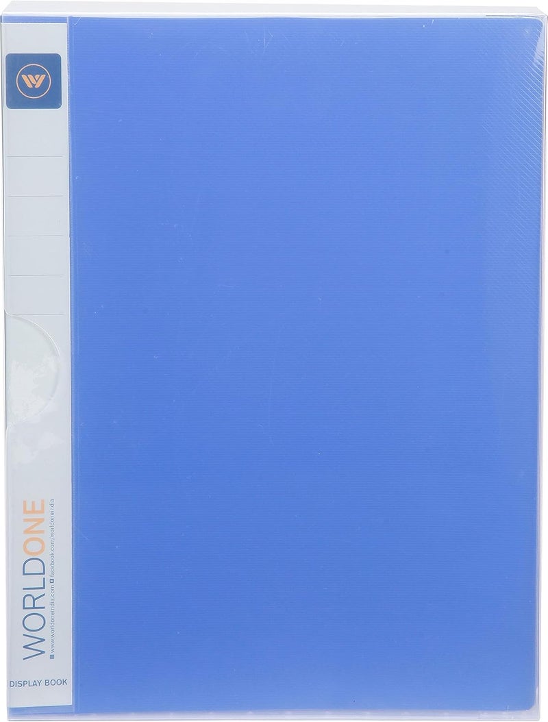 WORLDONE ‎ FC (Foolscap Size) | Presentation Display Book File for Documents | 1.5mm Thick PP Board | Ultra Clear 100 Pockets with Case | Project Folder for School & Offices | Blue (Set of 1) - Image 3