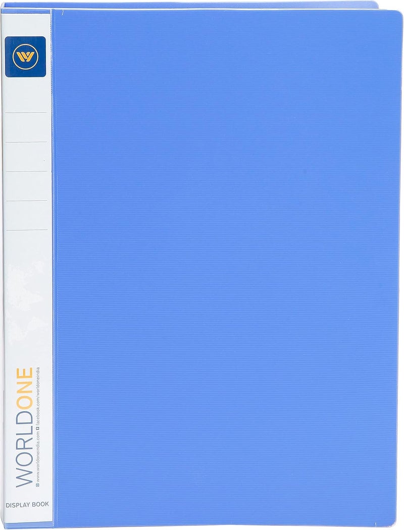 WORLDONE ‎ FC (Foolscap Size) | Presentation Display Book File for Documents | 1.5mm Thick PP Board | Ultra Clear 100 Pockets with Case | Project Folder for School & Offices | Blue (Set of 1) - Image 2