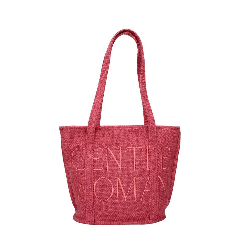 Shigge Cotton Linen Tote Bag with Embroidery Letters - Image 5