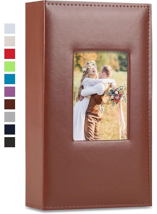 The Bros Photo Album, 300 4x6In Pockets Photos, Leather Cover Extra Large Capacity Family Wedding Anniversary Baby Picture Albums Holds 300 Horizontal and Vertical Photos (Brown) - Image 1
