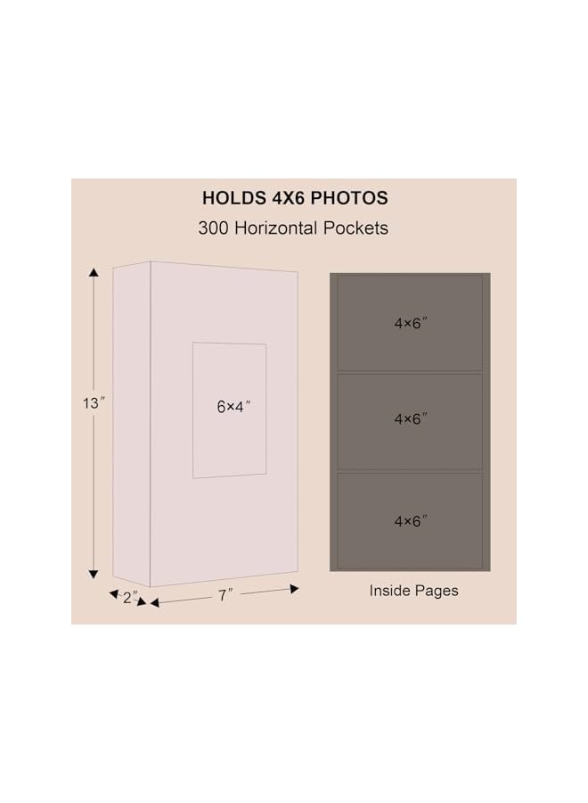 The Bros Photo Album, 300 4x6In Pockets Photos, Leather Cover Extra Large Capacity Family Wedding Anniversary Baby Picture Albums Holds 300 Horizontal and Vertical Photos (Brown) - Image 5