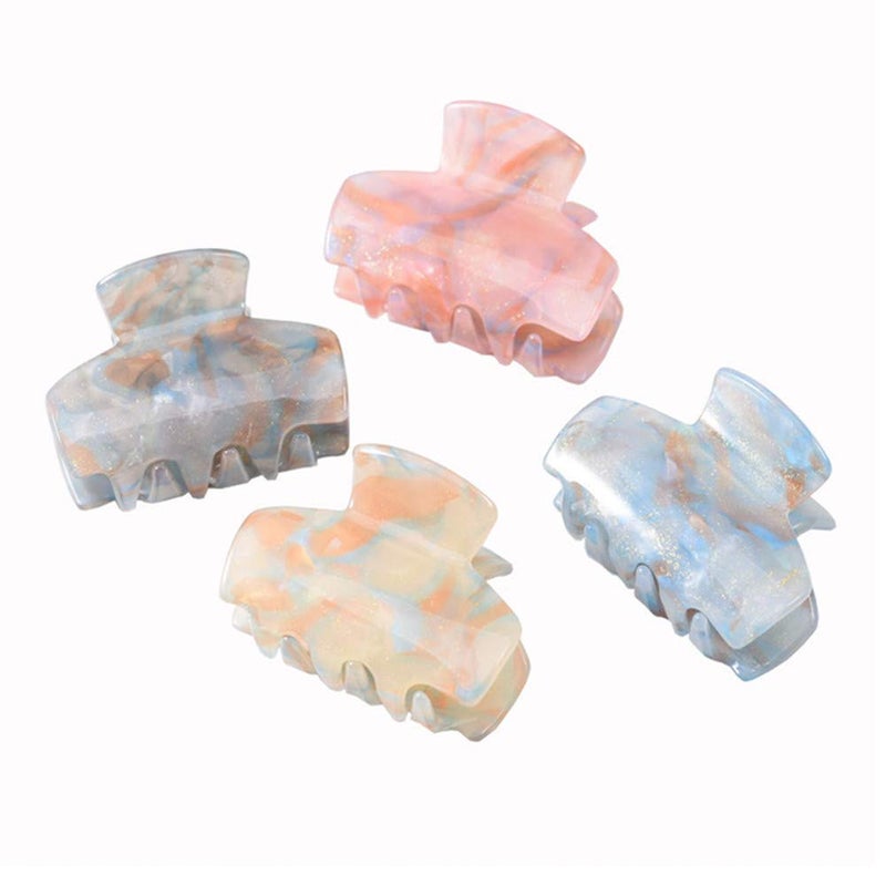 4Pcs Colorful Acrylic Acetate Hair Claw Clip for Thin Hair Fashion Tortoise Shell Hair Jaw Clips Hair Clamp Accessories for Women Girls