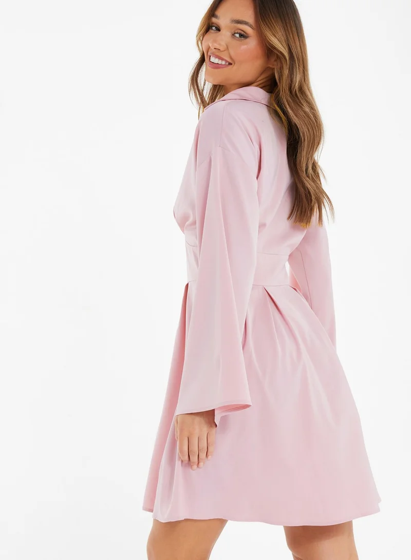 QUIZ Tiered Hem Flute Sleeve Dress