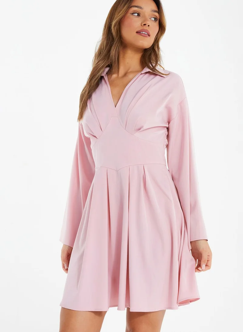 QUIZ Tiered Hem Flute Sleeve Dress