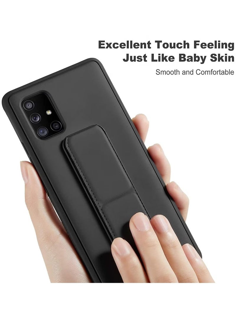 JAJEEK Galaxy A51 4G Magnetic Stand & Holder Hand Strap Grip Kickstand Case, Finger Strap Cover for Samsung A51 – Stylish, Durable, and Functional Case with Magnetic Stand, Hand Strap, and Kickstand for Easy Grip and Convenient Viewing (Black) - Image 2