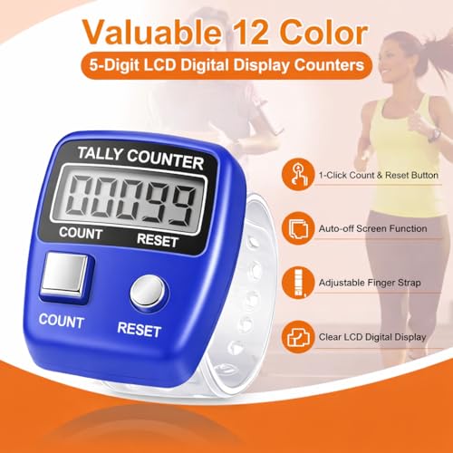 Estrenar Mini Hand Finger Ring Tally Counter for Chanting Mantra, Naam Jap Counter Digital Counting Machine for Meditation, Cricket Umpire and Various Counting Device Ring– Easy Reset Pack of 10 - Image 2