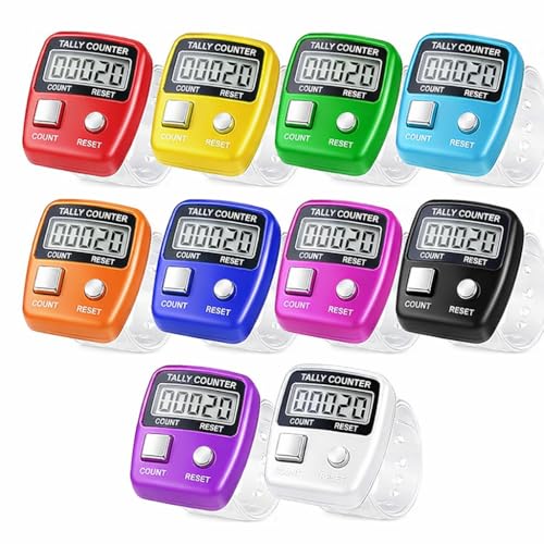 Estrenar Mini Hand Finger Ring Tally Counter for Chanting Mantra, Naam Jap Counter Digital Counting Machine for Meditation, Cricket Umpire and Various Counting Device Ring– Easy Reset Pack of 10 - Image 1