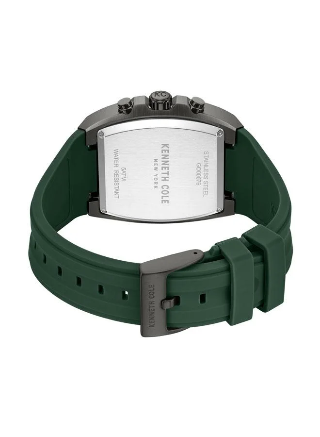 Kenneth Cole New York FiDi Men's 41.5mm Chronograph Watch with Green Dial & Green Silicone Strap